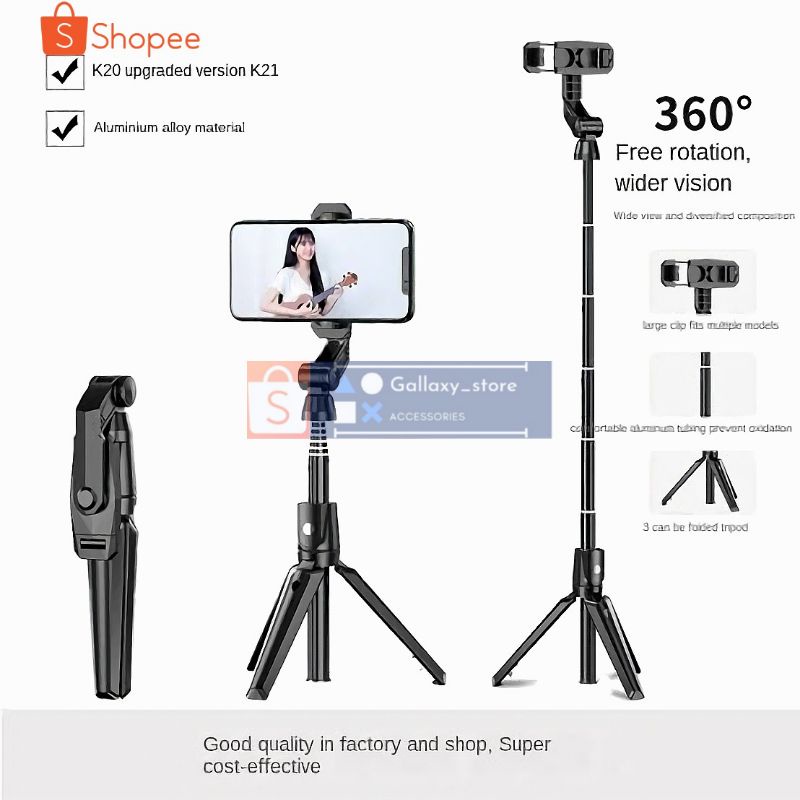 TRIPOD SELFIE K21 K07 STICK / TONGSIS BLUETOOTH SHUTTER TRIPOD HOLDER