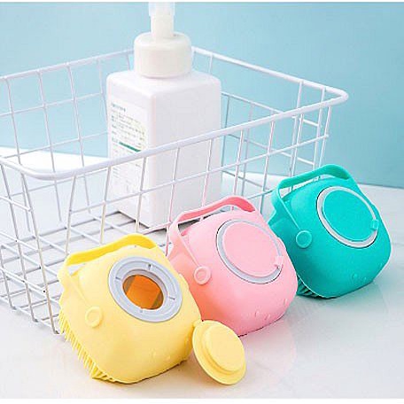 Dispenser Sikat Mandi /Badan Silicone Shower Brush Spons Dispenser Sabun Cair Shampo Silikon Bahan Lembut