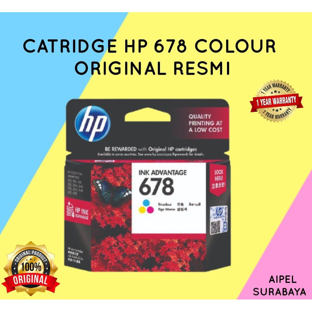 678C | CATRIDGE HP 678 COLOUR ORIGINAL RESMI