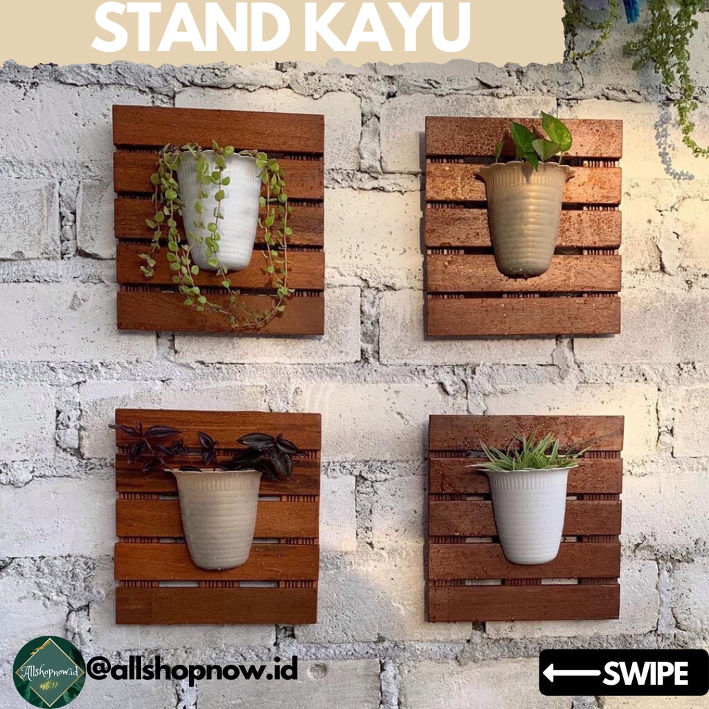 Hiasan Dinding / Stand Kayu Bunga / Dekorasi Dinding / Standing Pot Kayu Dinding