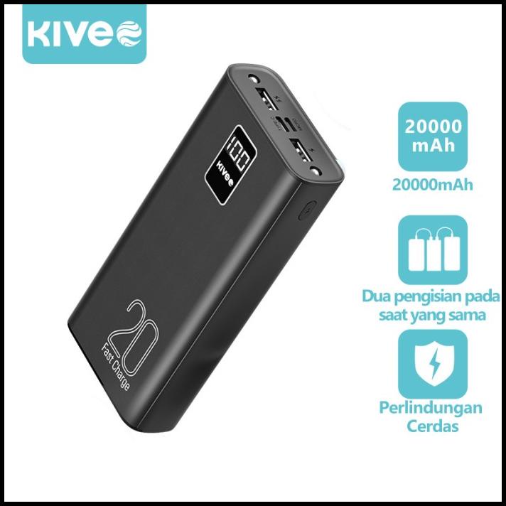 Kivee Power Bank 20000Mah Dual Output Led With Flashlight 2A