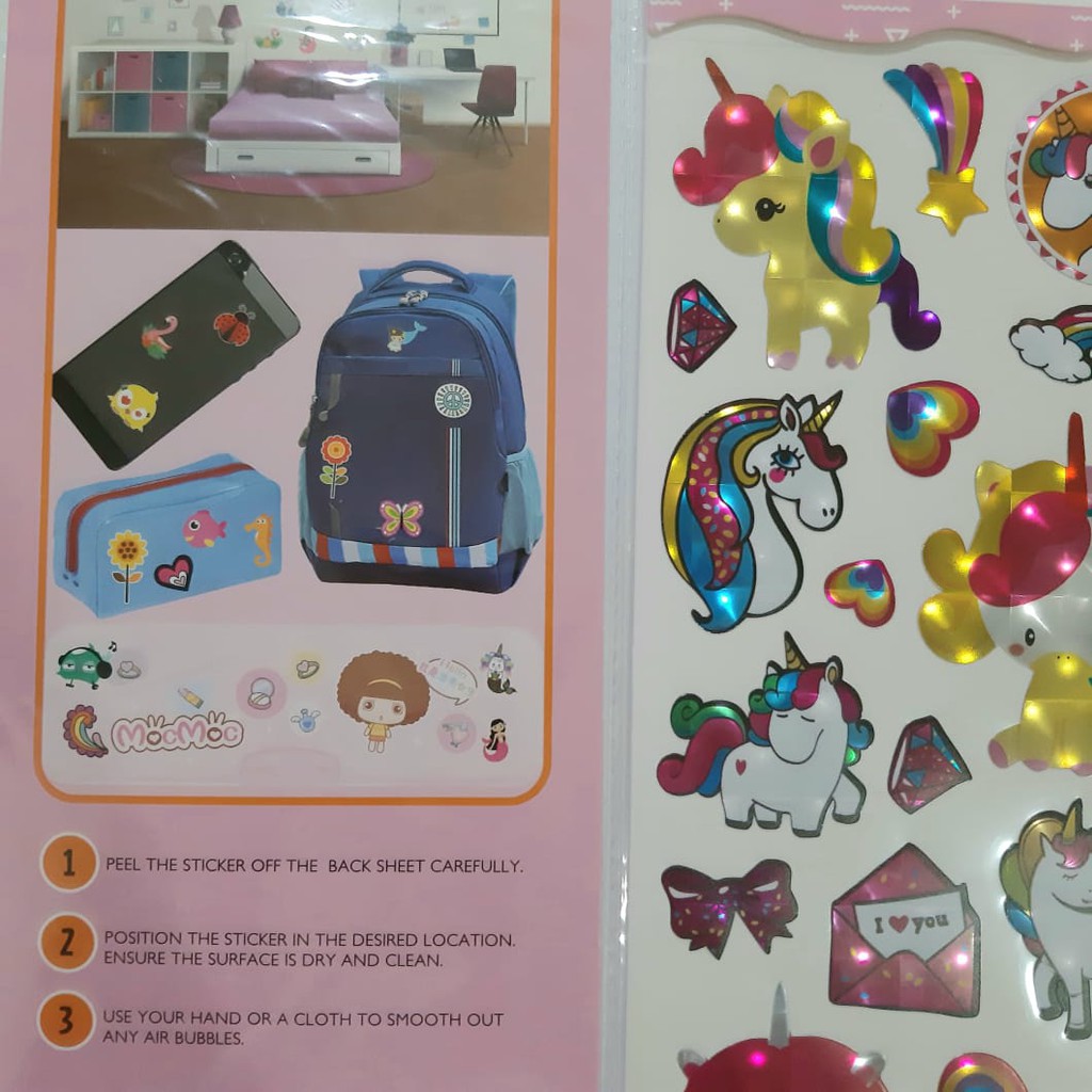 Sticker timbul UNICORN label tas buku Unicorn LOL cute