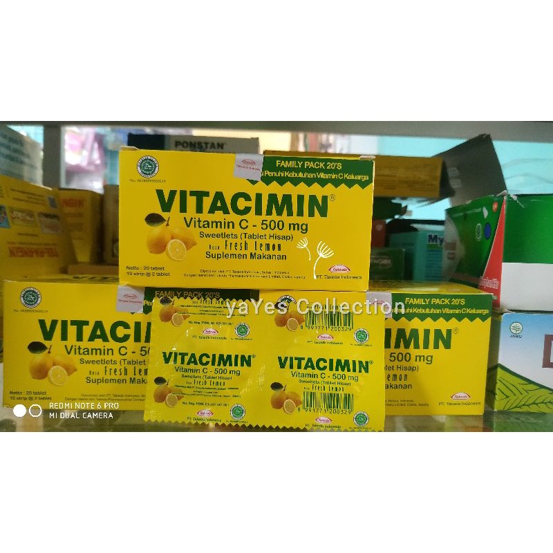 Vitamin C Vitacimin isi 2 Tablet Suplemen Makanan Fresh Lemon Orange Food Suplement Daya Tahan Tubuh