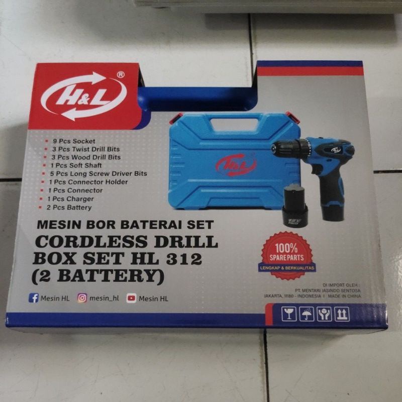 mesin bor cordless h&amp;L / mesin bor chas h&amp;L / mesin bor baterai h&amp;L