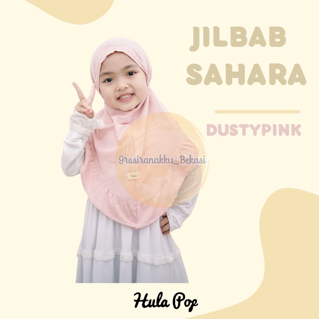 Jilbab Anak Sahara Hullapop Warna Dusty Pink Size 1-5thn