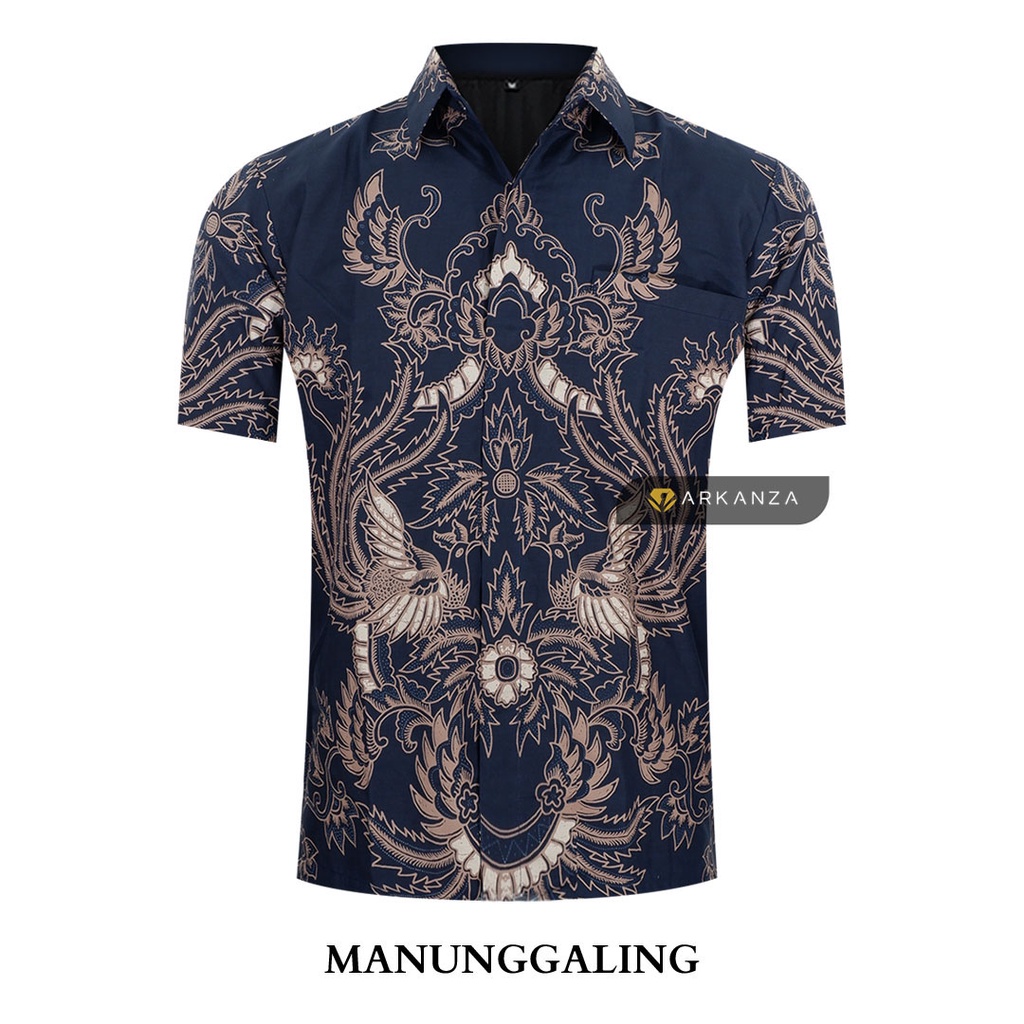 BATIK ARKANZA Motif MANUNGGALING Hem Atasan Kemeja Baju Batik Pria Cowok Produsen Slimfit Memakai Furing Lengan Panjang