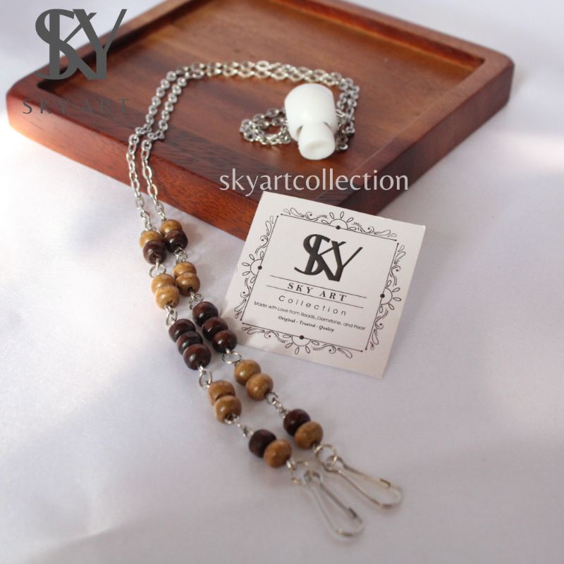 STRAPMASK MOTE KAYU//TALI MASKER//KALUNG MASKER//KONEKTOR//KONEKTOR MASKER//KONEKTOR HIJAB