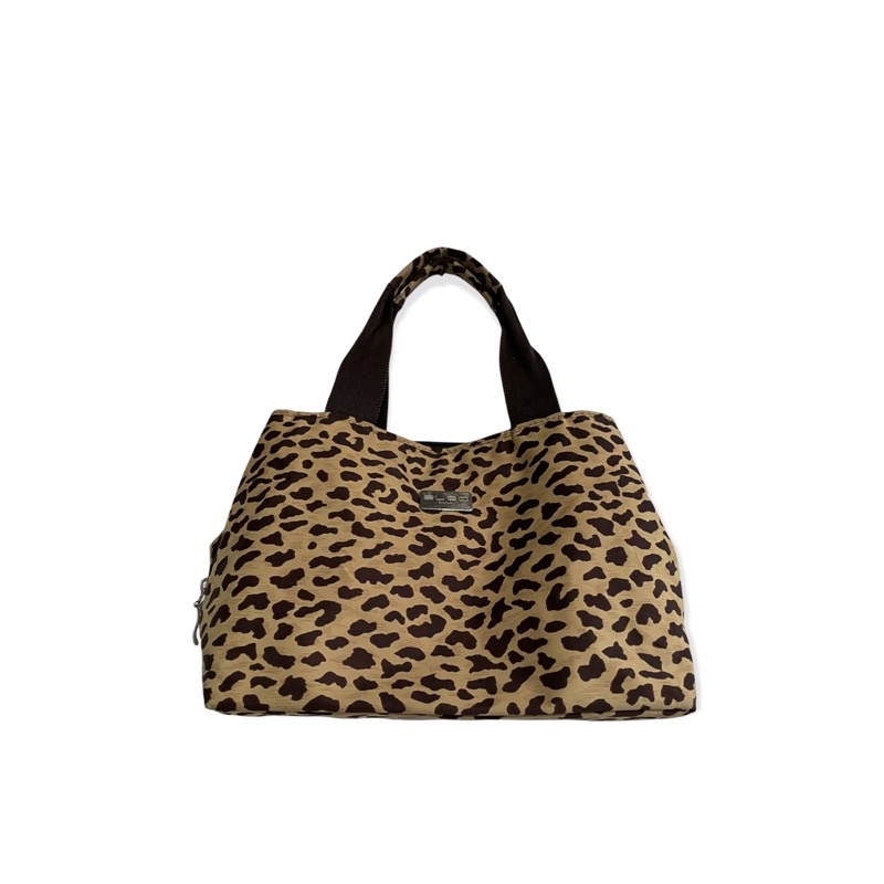 PRELOVED TAS FASHION NYLON TOTE BAG LEOPARD PRINT