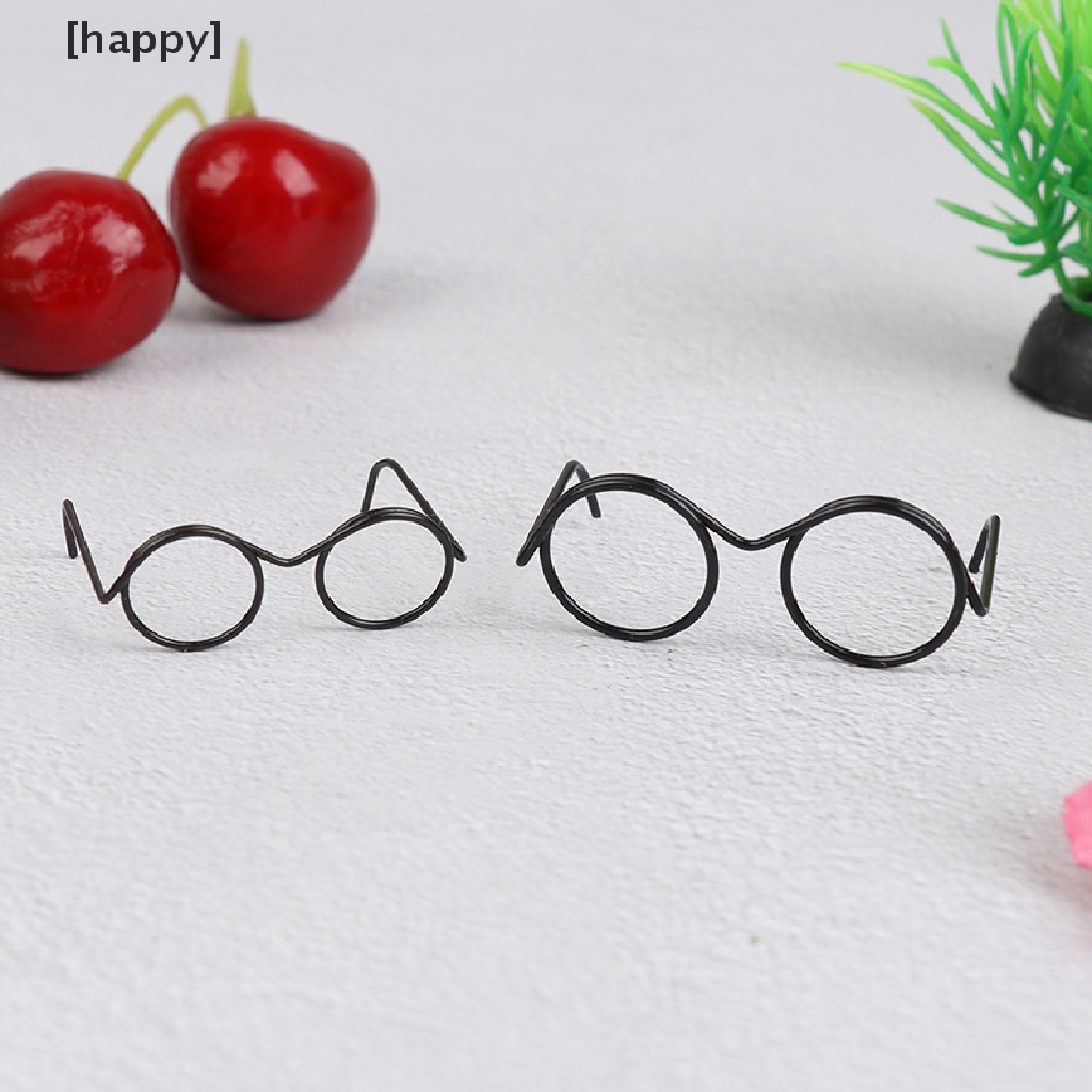 Ha 10pcs Kacamata Frame Bulat Tanpa Lensa Gaya Retro Untuk Boneka 30cm