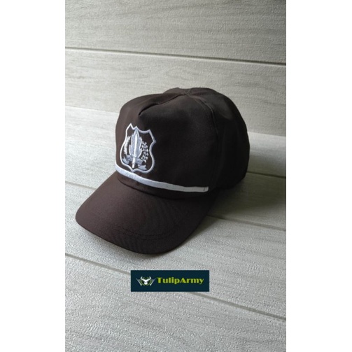 Topi satpam larici coklat lis putih