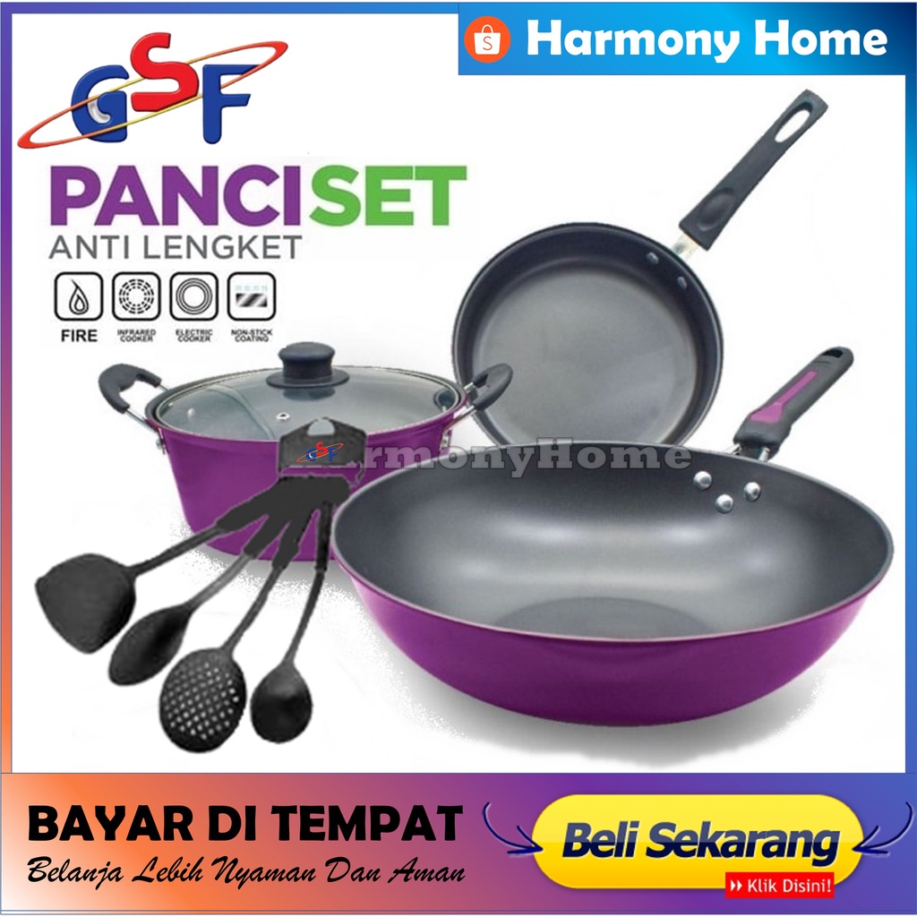 Panci Set Tutup Kaca Panci set GSF 8 pcs teflon series G-2529 MURAH Bisa