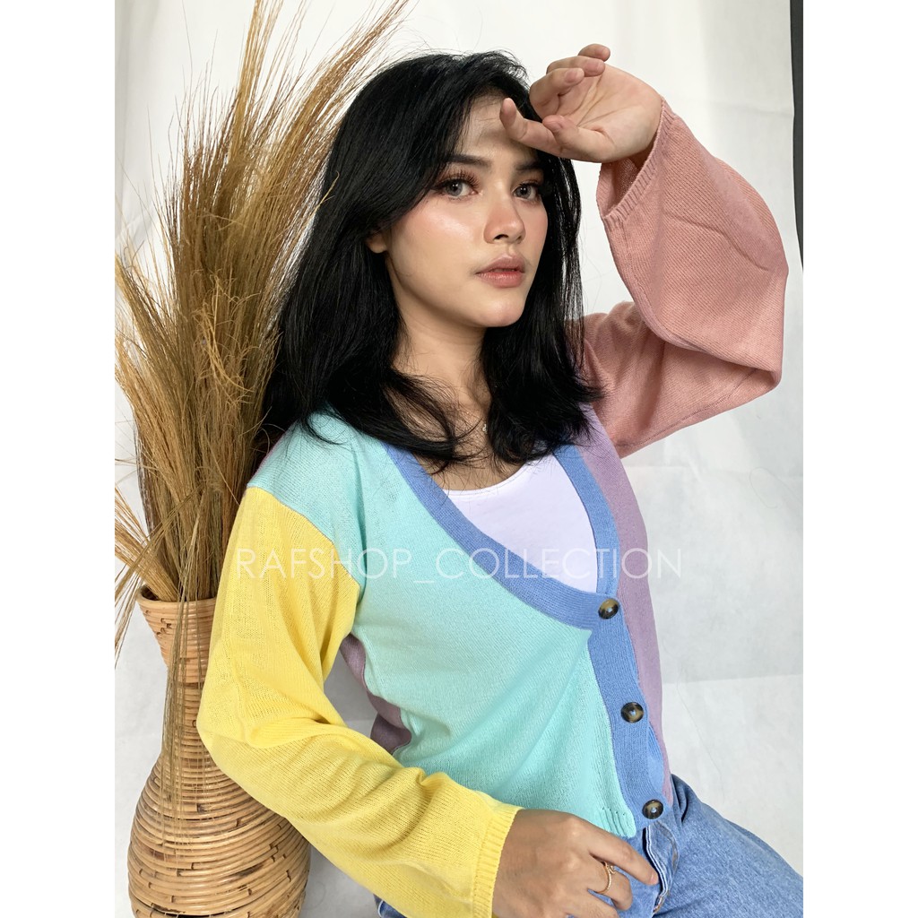 NEW!!! CARDY COLOUR KNIT | cardy rajut | crop rajut