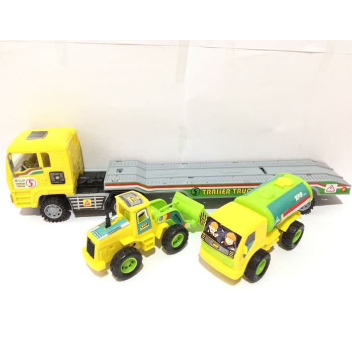 Trailer Construction Truck Mainan Truk Besar Anak LakiLaki Kuning