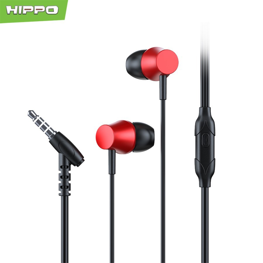 Handsfree hanset handset Hippo Remi Stereo Wired Earphone Microphone Garansi Resmi 3 tahun