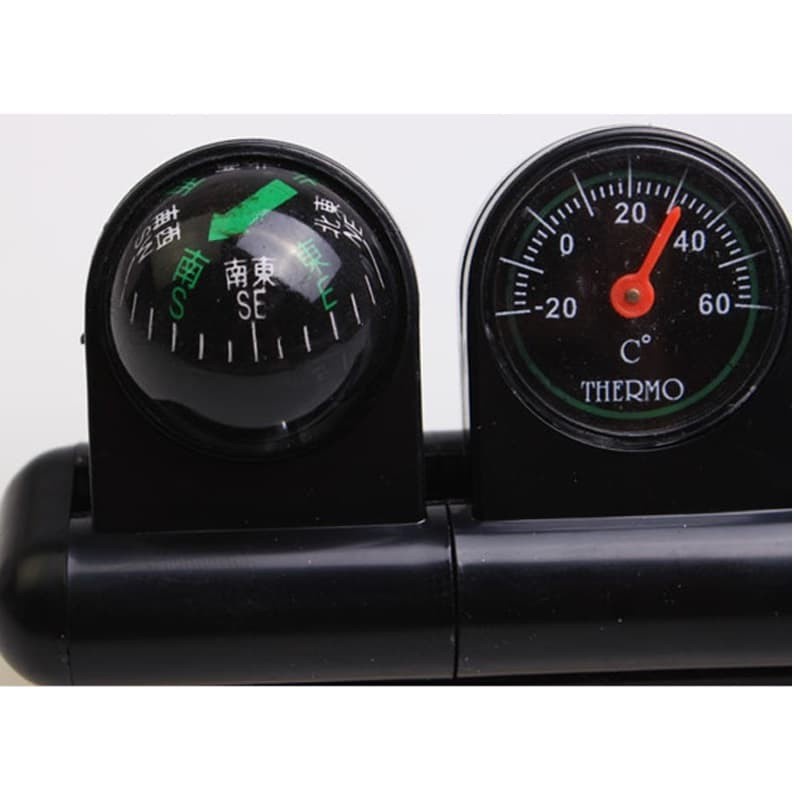 Car Compas &amp; Thermometer / Kompas Mobil - Black