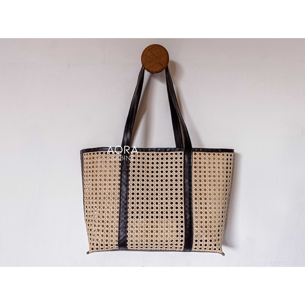 Canggu Tote Bag, Rotan, Rattan Bag, Summerbag, Rattan Leather, Leather Bag, Bali Bag, Tas Rotan Bali