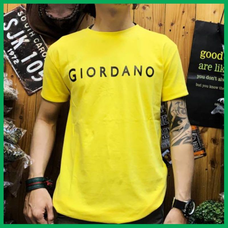 Baju Casual PHY pria giordano warna kuning terang TA qq Import