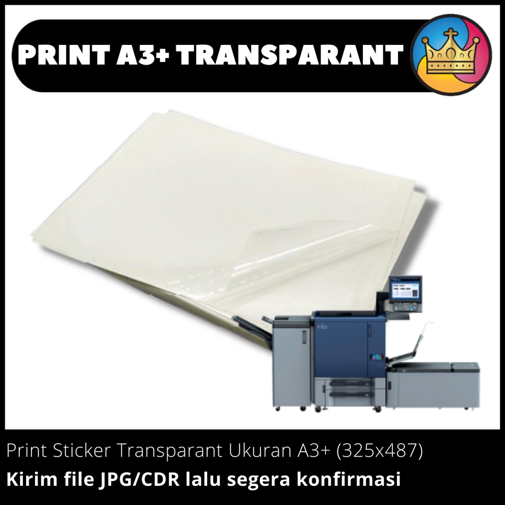 

DIGITAL PRINT A3+ Cetak Sticker Stiker Transparant Transparan Bening