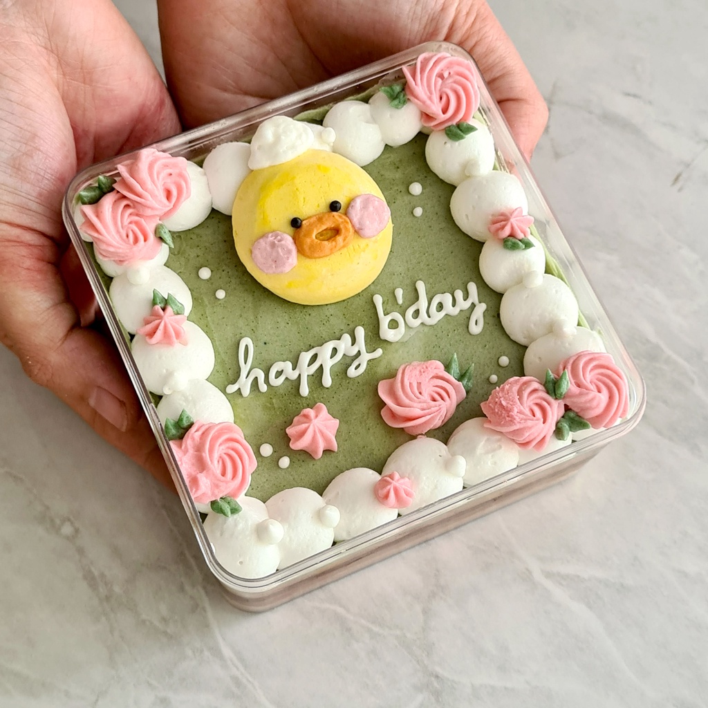 

Korean dessert box / cake box bebek green