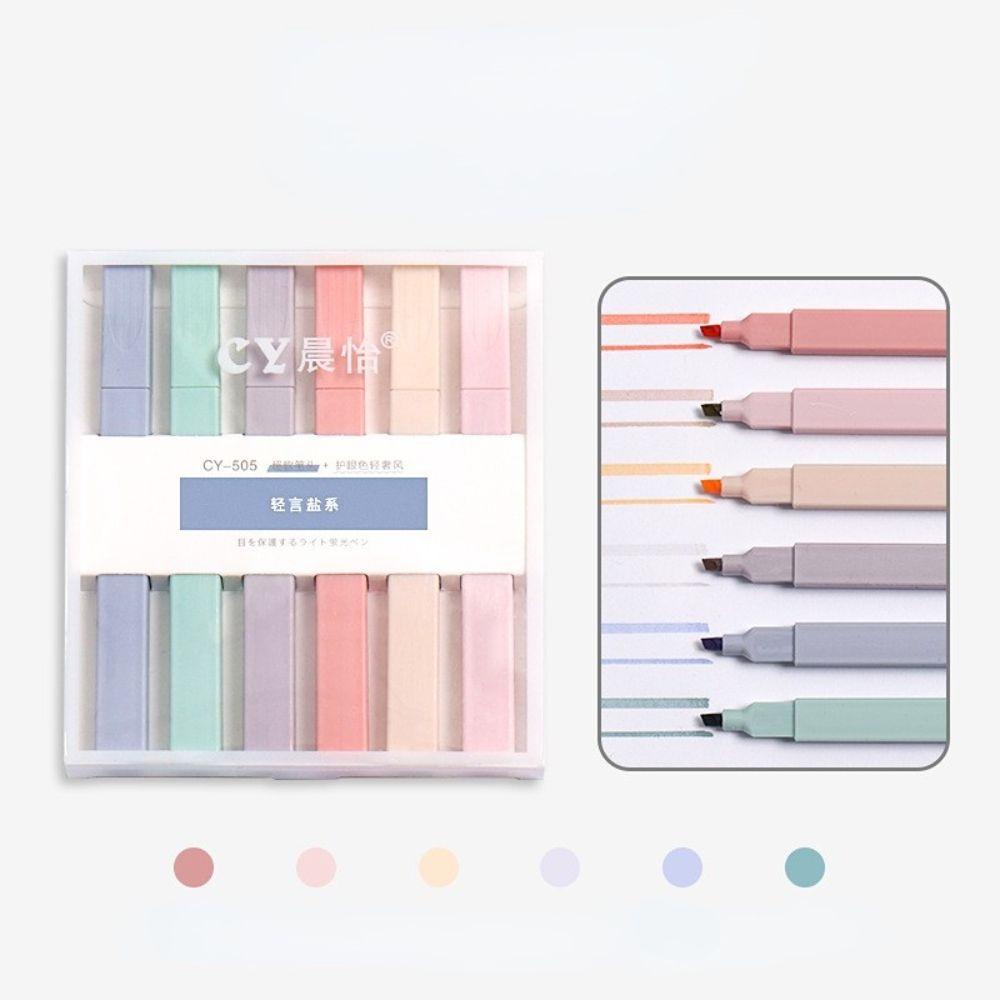 Lanfy Stabilo Pulpen 6 Pcs/Set Kreatif Morandi Warna Siswa Stationary Pelindung Mata Spidol Set