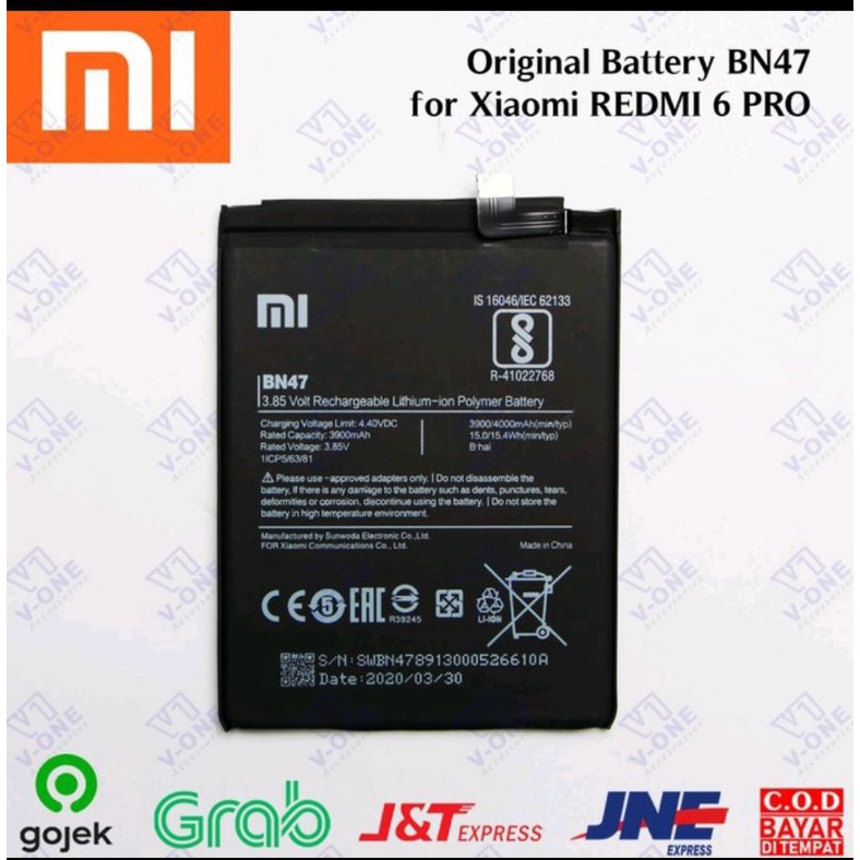 BATERAI BATRE BATTERY BATERAI XIAOMI REDMI 6 PRO / XIAOMI MI A2 LITE BN47 ORIGINAL