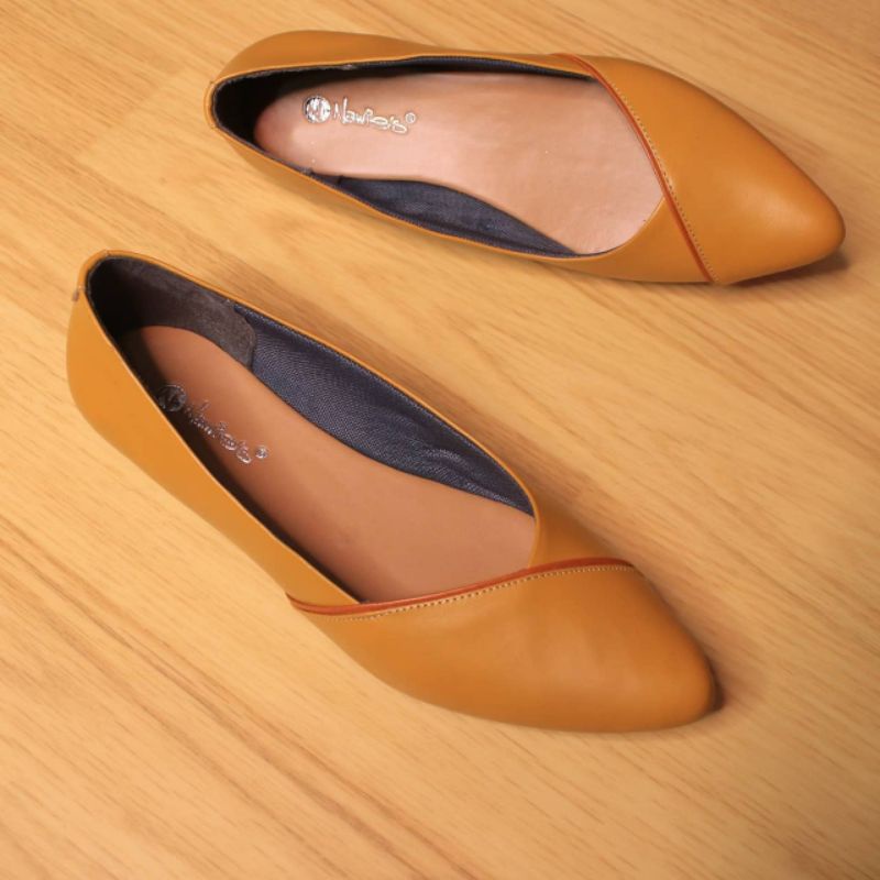 sepatu kulit sapi asli flat wanita nawies Leather