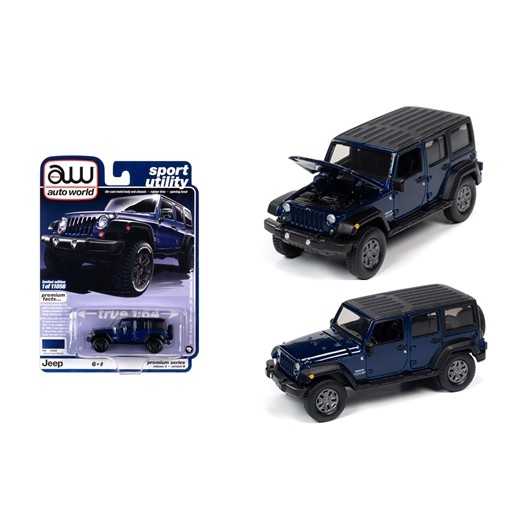 AutoWorld 1/64 Premium Jeep Wrangler 2018 JK Dark Blue