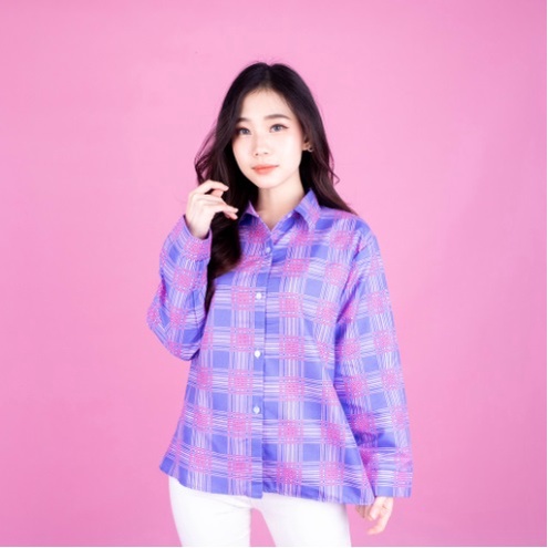 SF - Kemeja Guilen Oversize Shirt / Guilen Oversize Shirt | Bahan Katun Kotak Yandeth Fit XL-UNGU