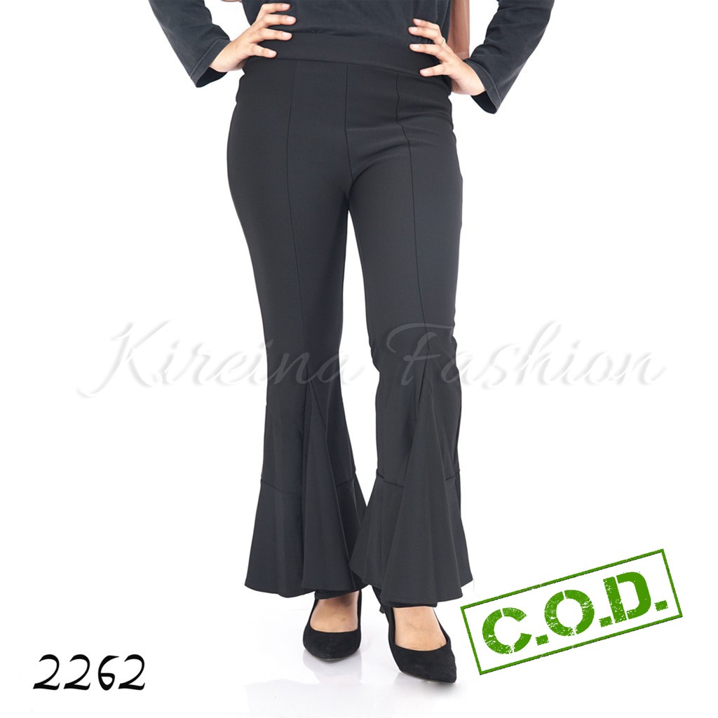 Celana Cutbray Scuba Wanita Scuba Pants Khusus Hitam | Kireina Fashion