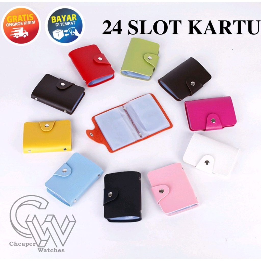 Cheaper-Dompet Kartu 24 Slot Card Holder Dompet Polos Bahan Kulit Sovenir