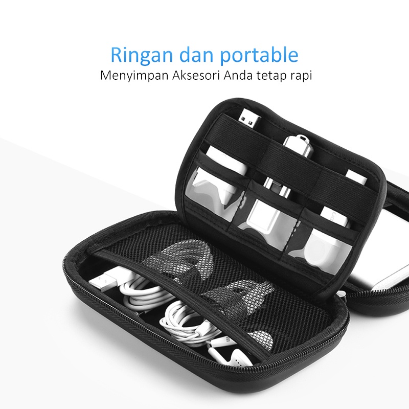 Travel Gadget Organizer Cable Pouch Tas aksesoris  Portable Waterproof Cable Pouch untuk Kabel HP Powerbank