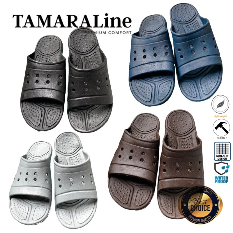 Sandal Selop Slide Slip on Karet Pria Dewasa / Remaja - TAMARALINE 188 / Bahan Premium Lentur Empuk Ringan Kuat Anti Slip Anti Air Model Sandal Casual Santai Rumah Hotel Outdoor Kamar Mandi Murah Original