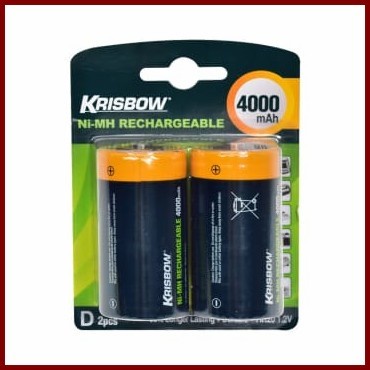 Krisbow Set Baterai Rechargeable Size D 4000 Mah 2 Pcs