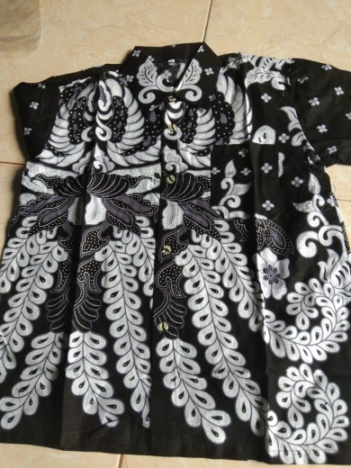 Batik Couple Keluarga Sania Ruffle Ori Ndoro Jowi Dnt Motif Matahari Terbit Abu