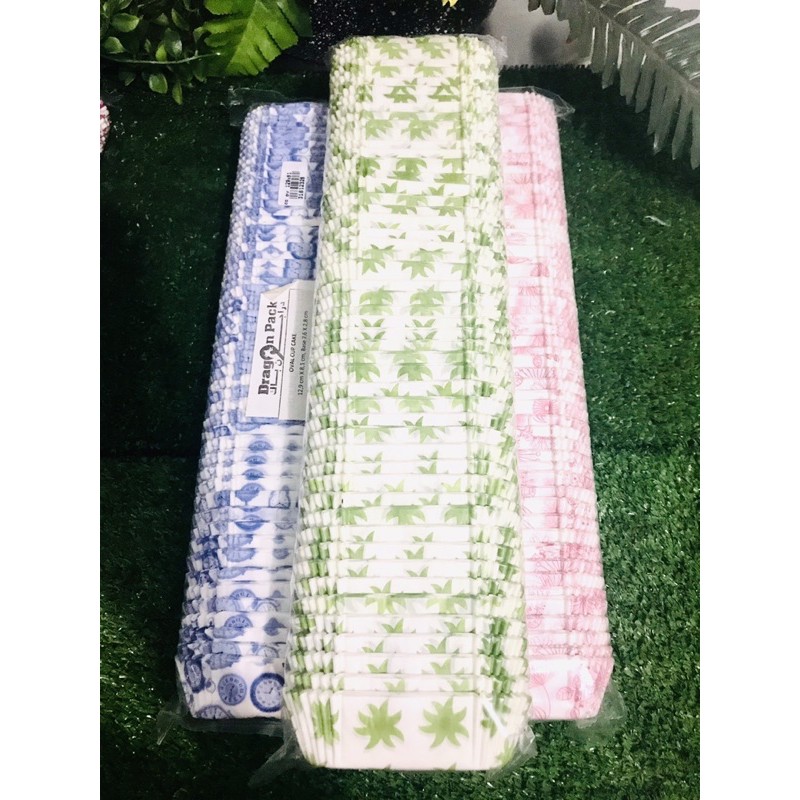 Cup cake Oval floral wadah kemasan cup cake/kue/roti/makanan kertas motif