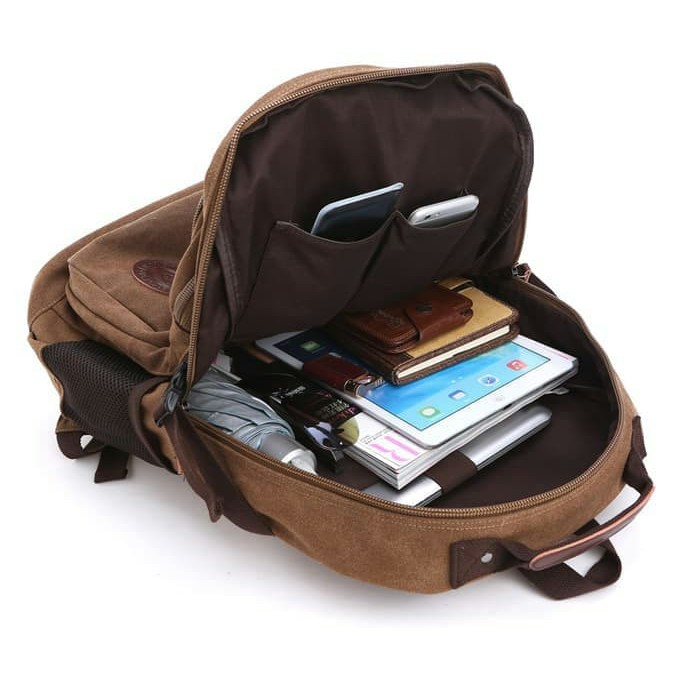 

Flash Sale - Tas Ransel Backpack Bag Pria Kuliah Import - Coklat Hitam - Coklat