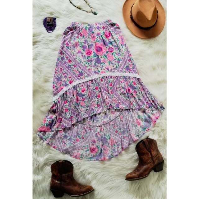 Boho Wildflower Hi Lo skirt Rok bohemian skirt
