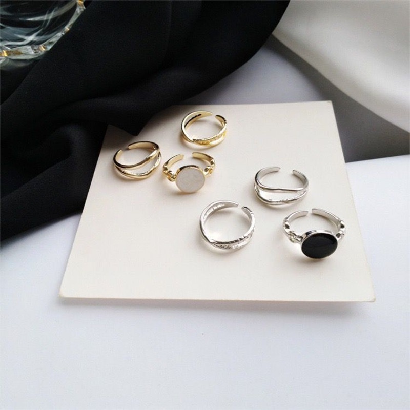 3pcs / Set Cincin Berlian Imitasi Model Terbuka Untuk Wanita