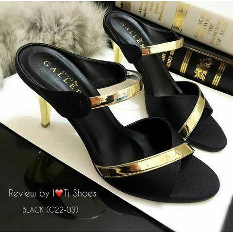 Sepatu Zara High Heels Lisa Emas Hitam