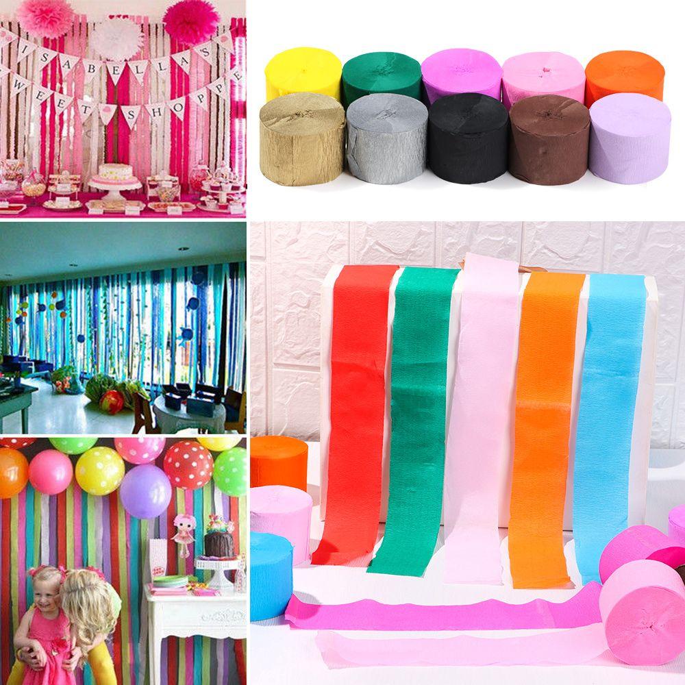 Suyo 1rol Pita Kertas Crepe DIY Rainbow Baby Shower Dekorasi Garland Fotografi Backdrops