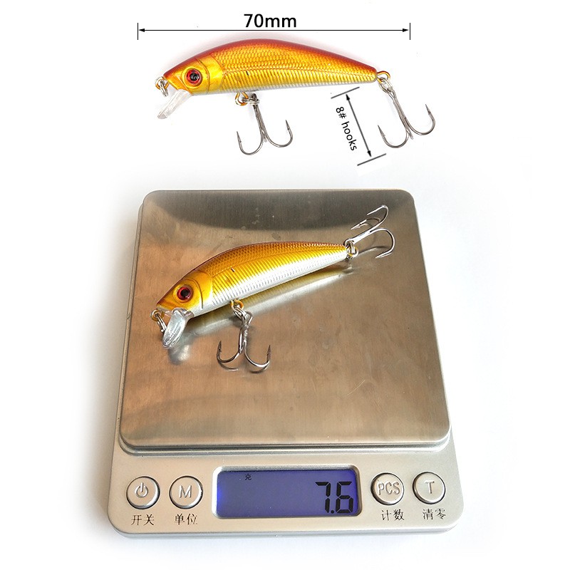 Shengyao 1Pcs Minnow Umpan Pancing Bentuk 7cm/8.2g Swimbait Fishing Lure Ikan Bass Kail Wobbler Memancing