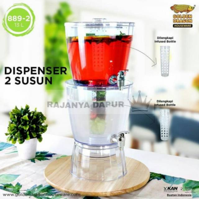 Dispenser infused water / houseware dispenser 13ltr  golden dragon (889-2)