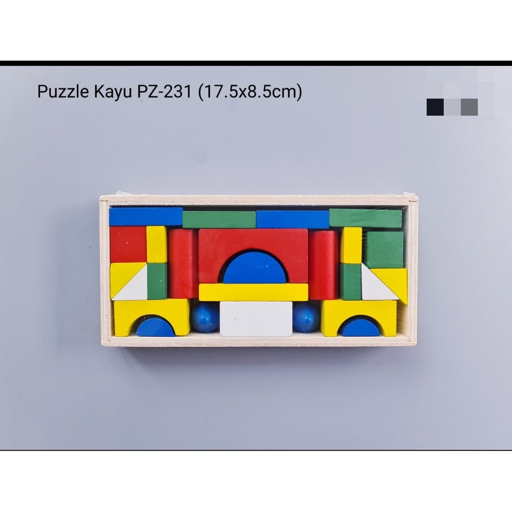 

puzzle kayu balok set pz 231 17.5x8.5cm kecil paud tk mainan anak