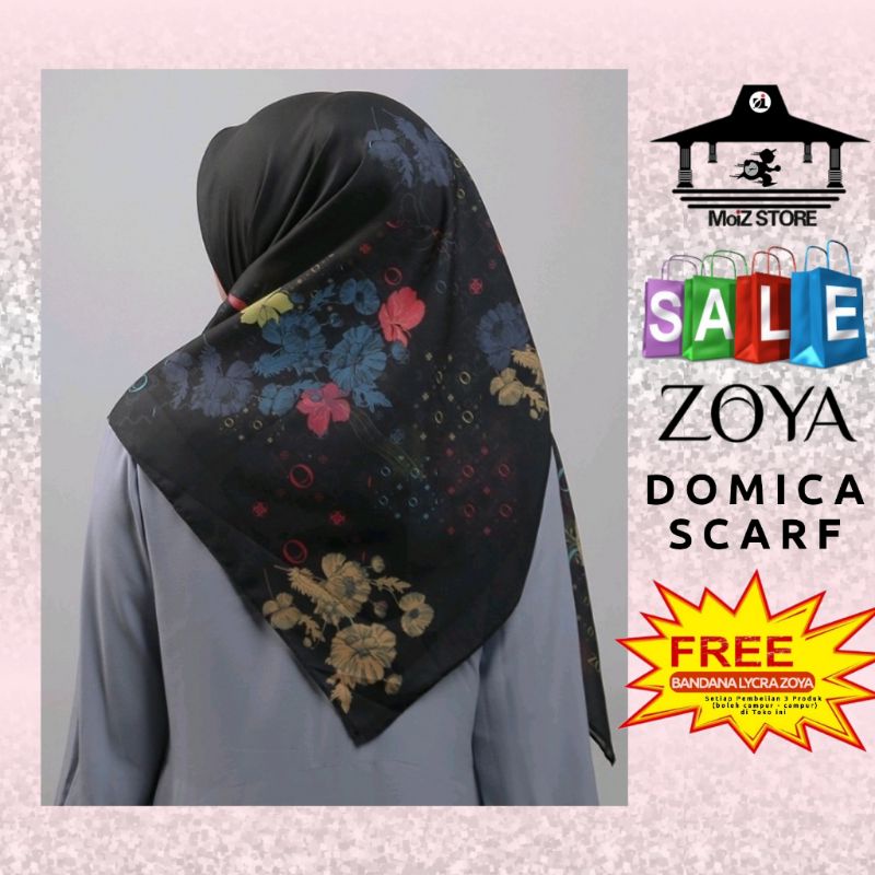 Zoya Kerudung Segi Empat Motif Zoya Domica Scraf / Jilbab Segiempat / Hijab Segi 4 / Krudungan Premi