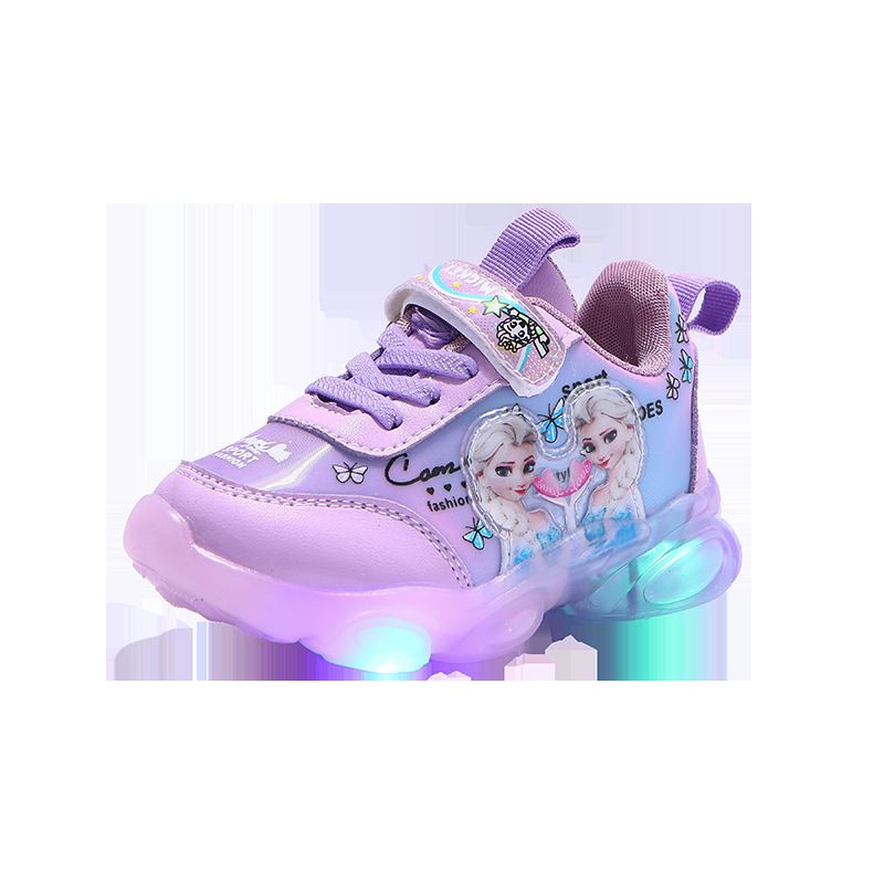 Sepatu Sporty Anak Cewe LED Motif Frozen Elsa Terbaru