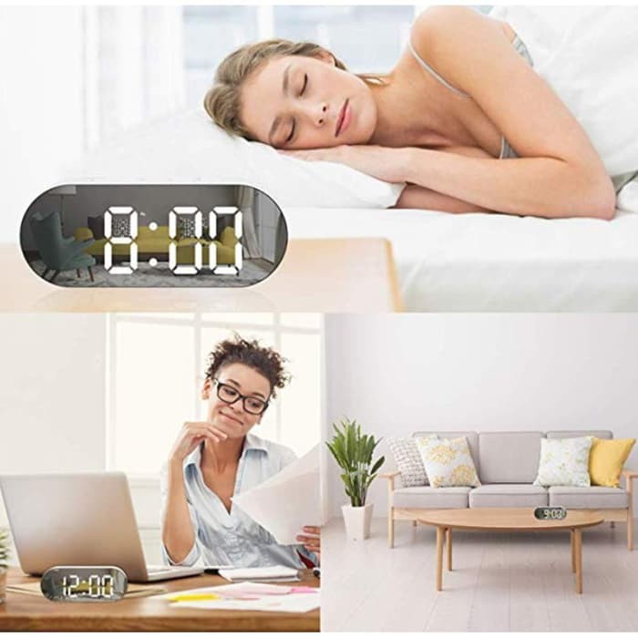 Jam Meja Digital Led Weker / Digital Alarm Clock Mirror DT-6506 White