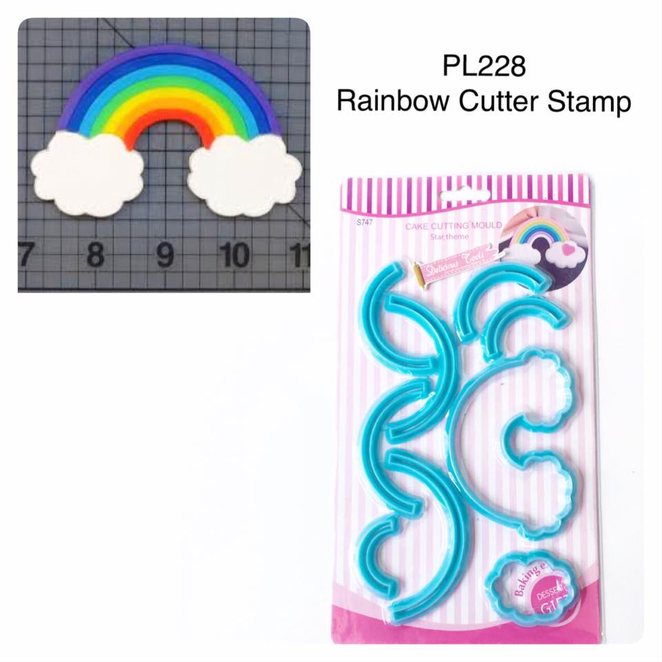

PL228 Rainbow Cutter Stamp cookies fondant clay kukis