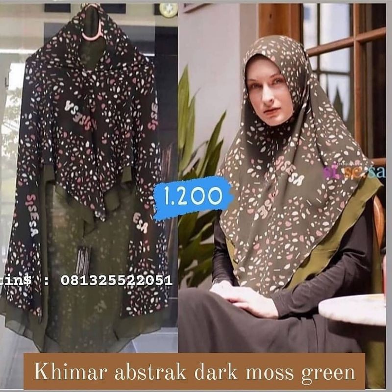 Sisesa khimar abstrack dark moss green