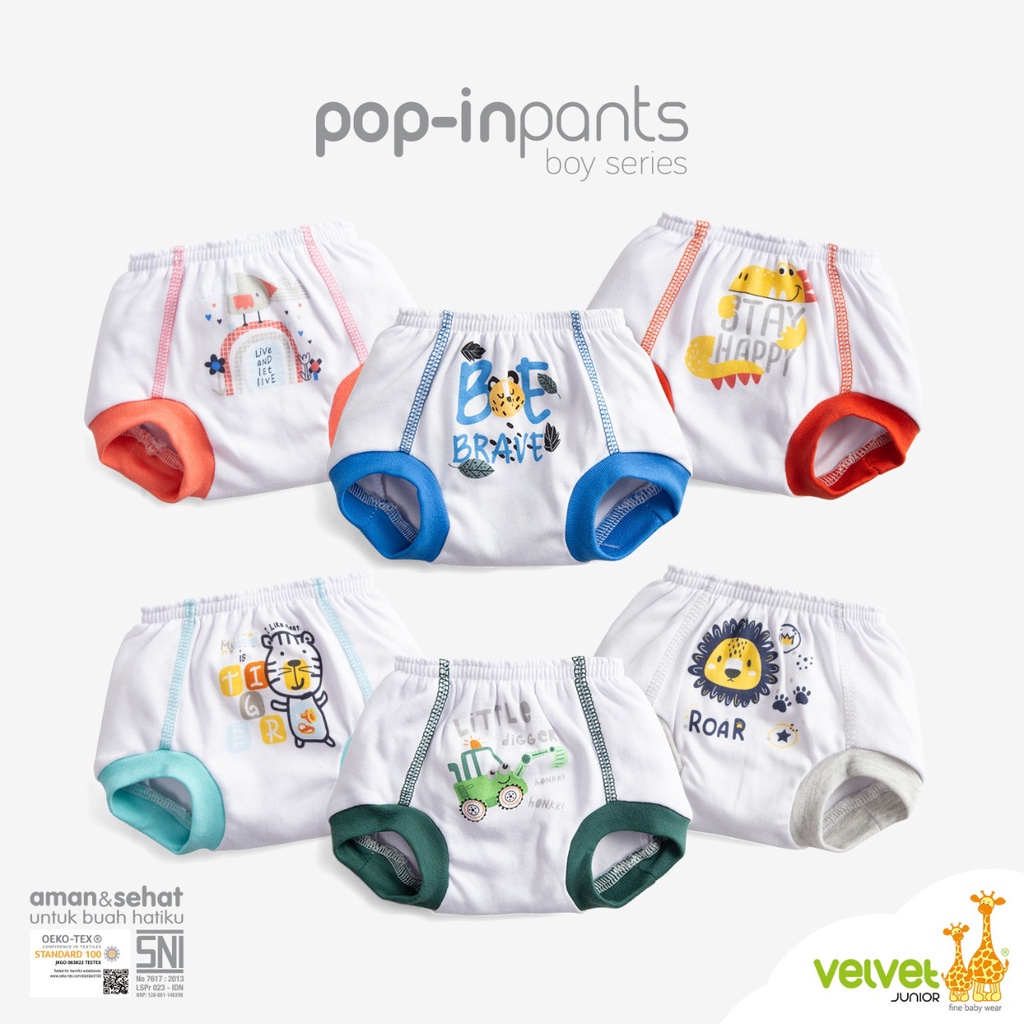 [Size Newborn] Velvet Junior Celana Pop Monoprint Mix 3pcs