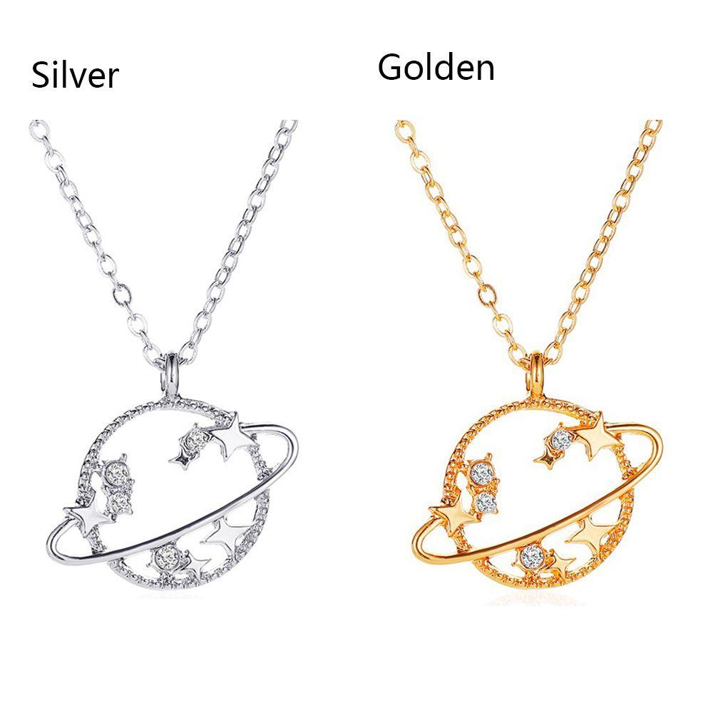 R-flower Planet Necklace Gift Set of Chains Kesederhanaan Bergaya Berongga Keluar